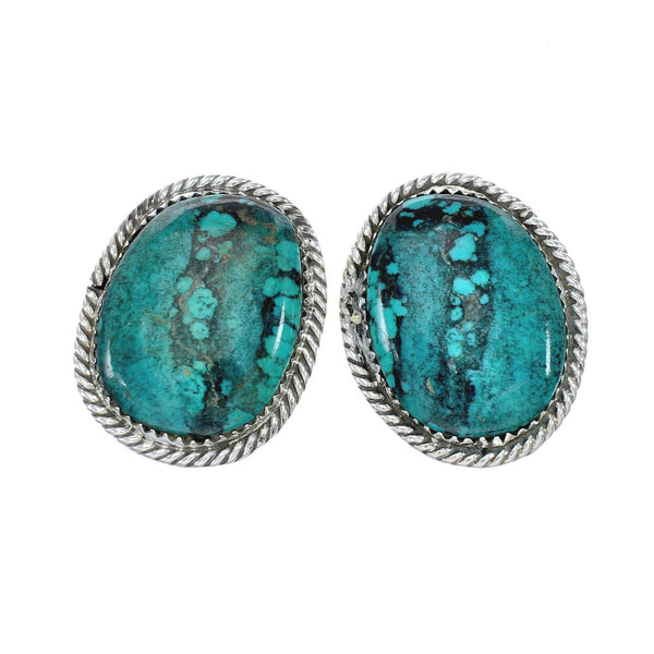 Native American Sterling Silver Turquoise Post Earrings JX130961